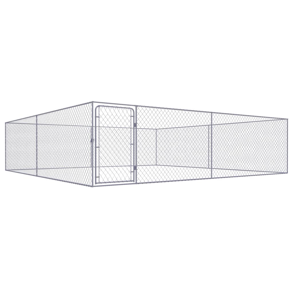 Outdoor Dog Kennel Galvanised Steel 4x4x1 m