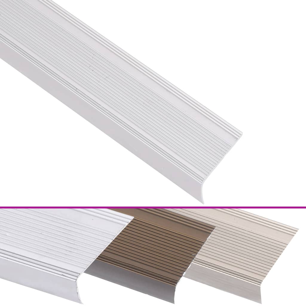 Stair Nosings in L-shape 15 pcs Aluminium 100 cm Silver
