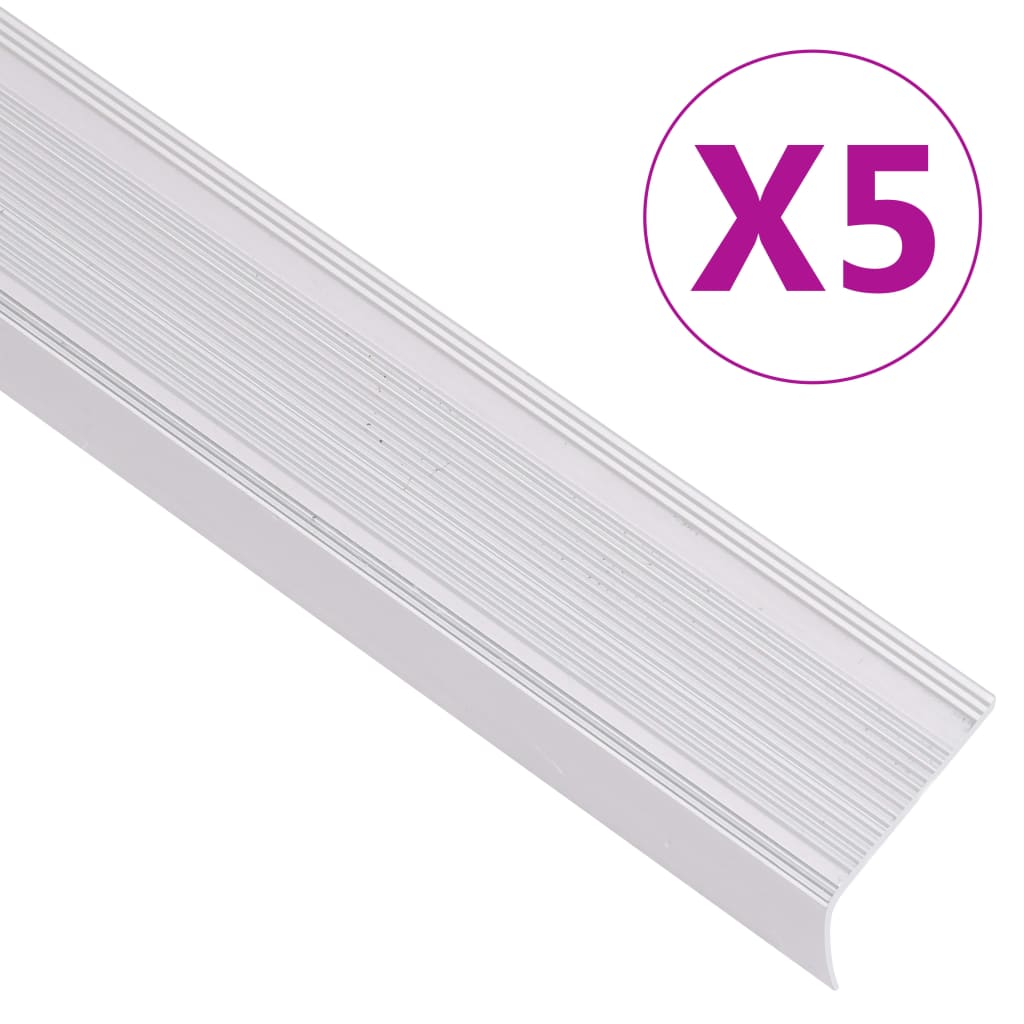 Stair Nosings in L-shape 5 pcs Aluminium 100 cm Silver