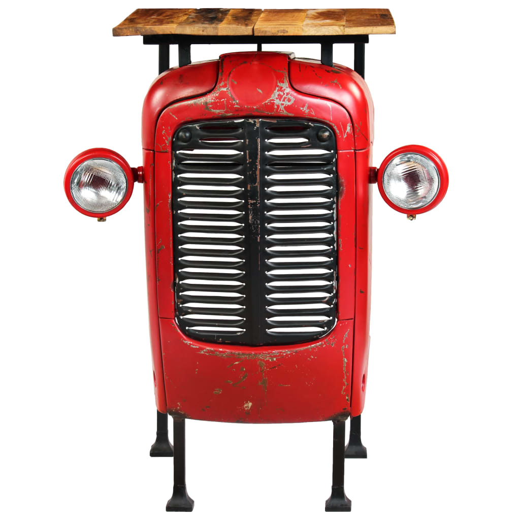 Tractor Bar Table Solid Mango Wood Red 60x60x107 cm