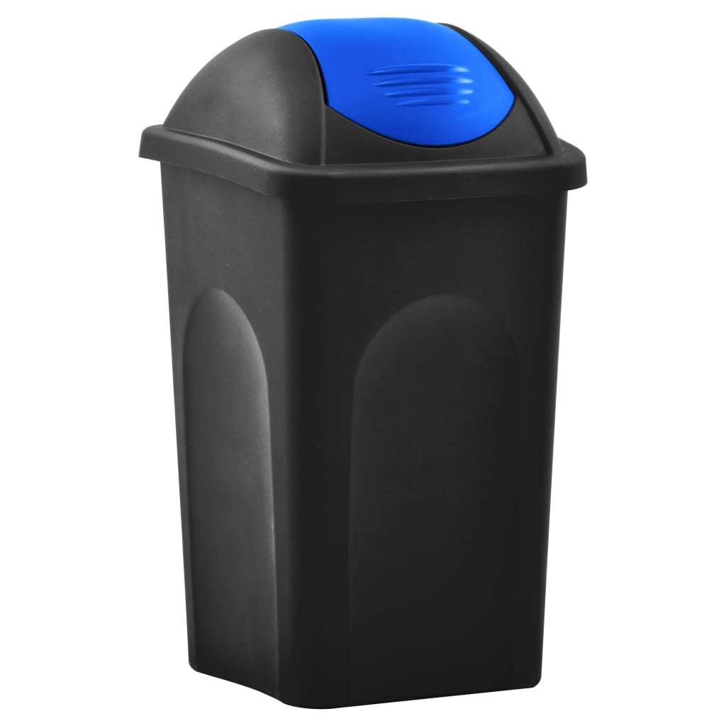 Trash Bin with Swing Lid 60L Black and Blue