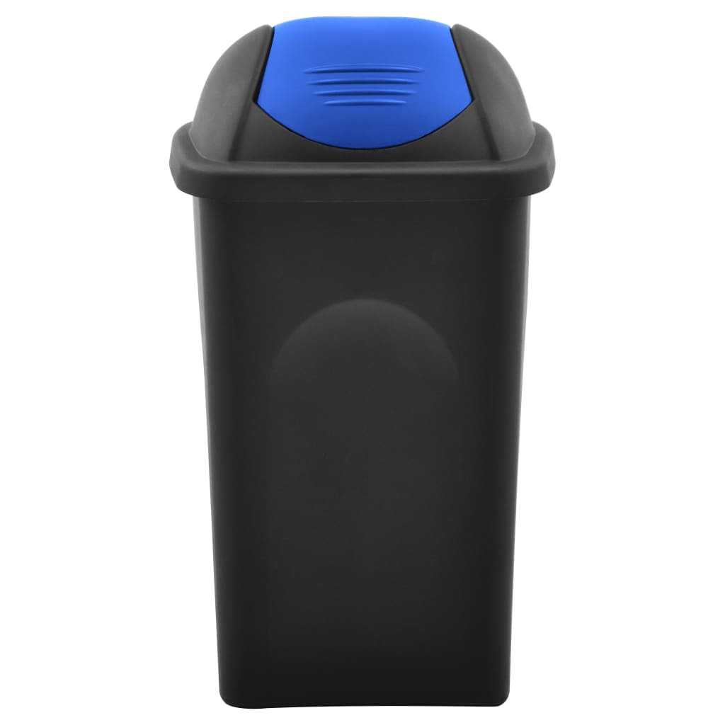 Trash Bin with Swing Lid 60L Black and Blue