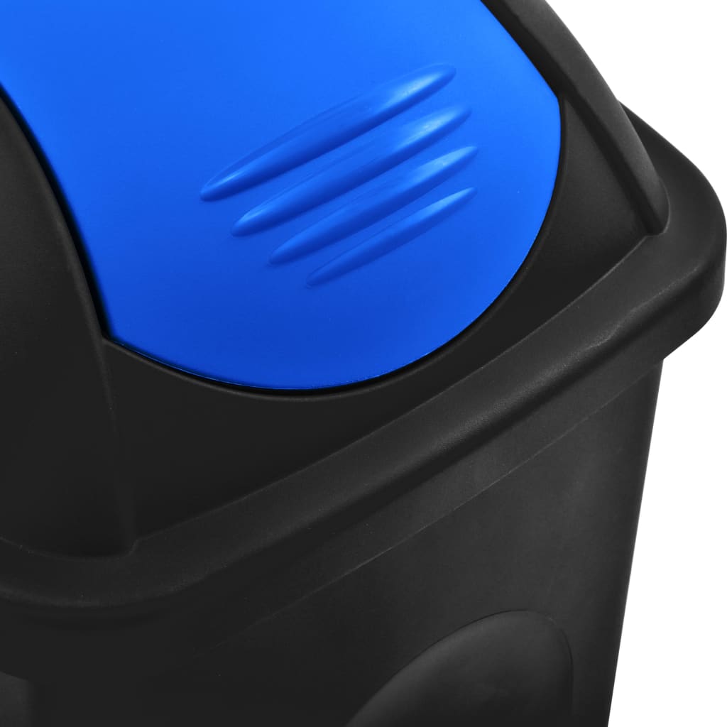Trash Bin with Swing Lid 60L Black and Blue