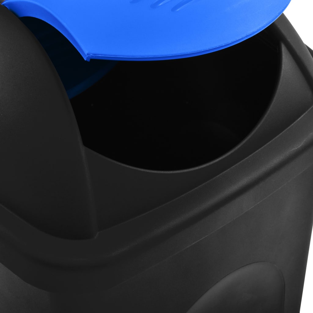 Trash Bin with Swing Lid 60L Black and Blue