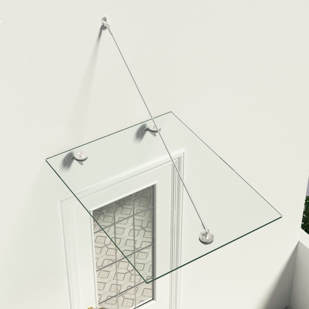 VSG Safety Glass Canopy Front Door 90x75 cm Stainless Steel
