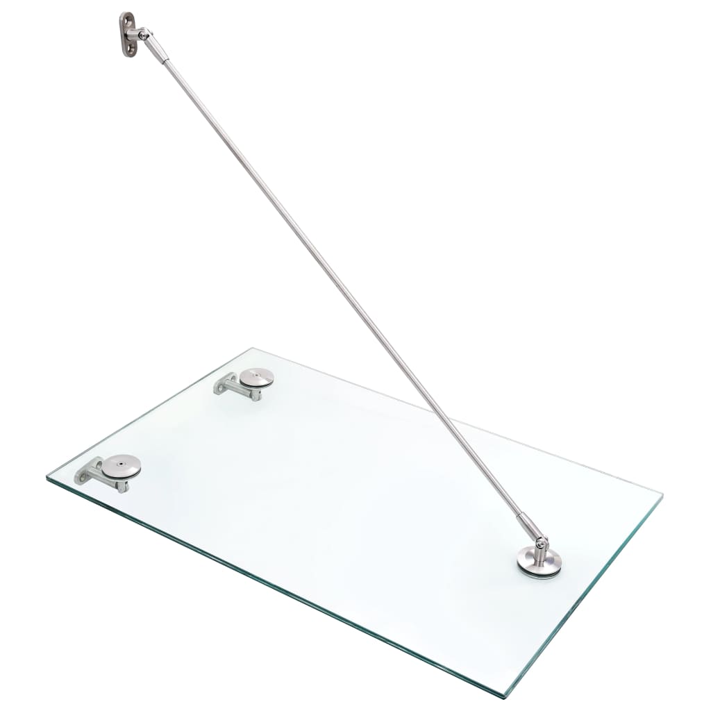 VSG Safety Glass Canopy Front Door 90x75 cm Stainless Steel