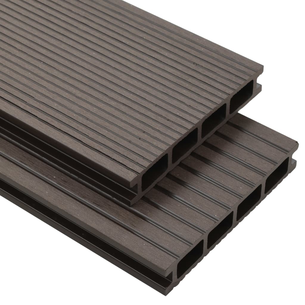 WPC Hollow Decking Boards with Accessories 16m² 2.2m Dark Brown
