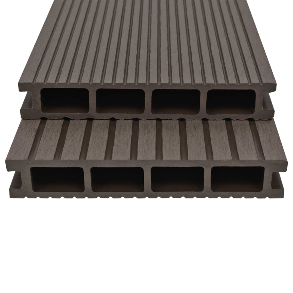 WPC Hollow Decking Boards with Accessories 16m² 2.2m Dark Brown