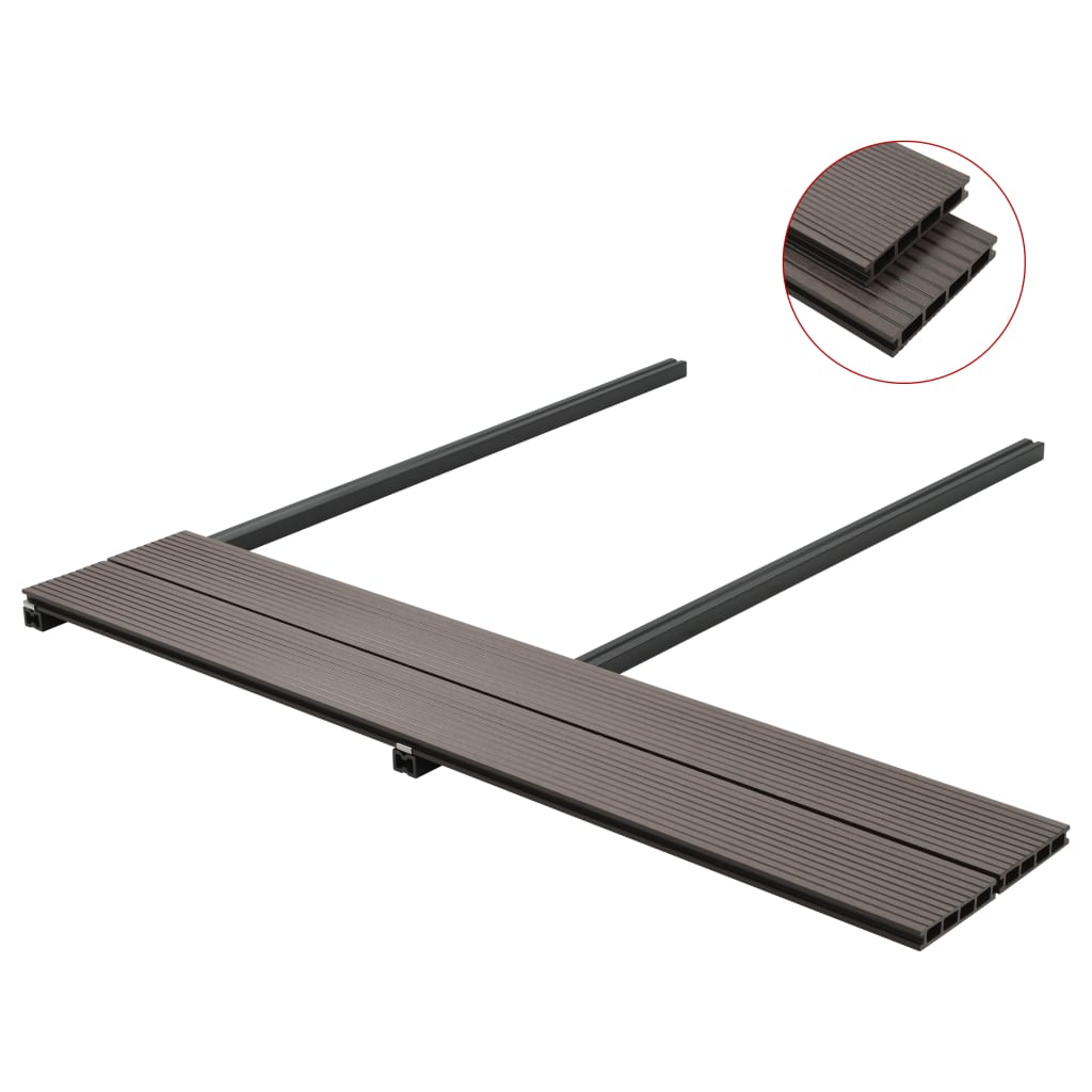 WPC Hollow Decking Boards with Accessories 16m² 2.2m Dark Brown