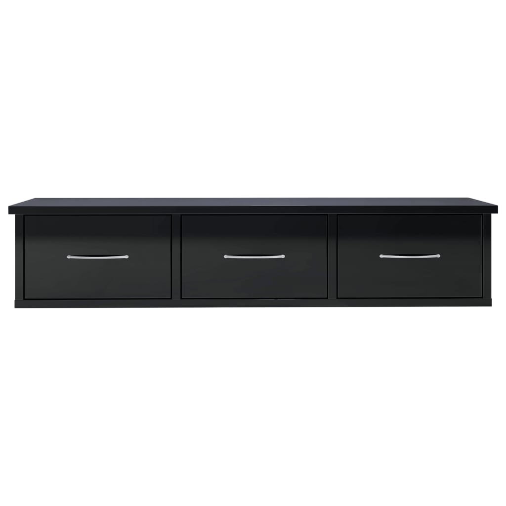 Wall Drawer Shelf High Gloss Black 88x26x18.5 cm Chipboard