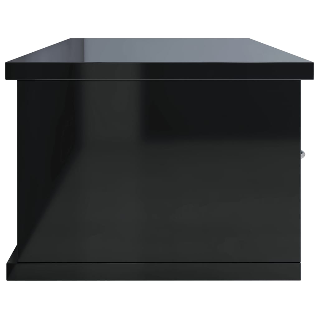Wall Drawer Shelf High Gloss Black 88x26x18.5 cm Chipboard