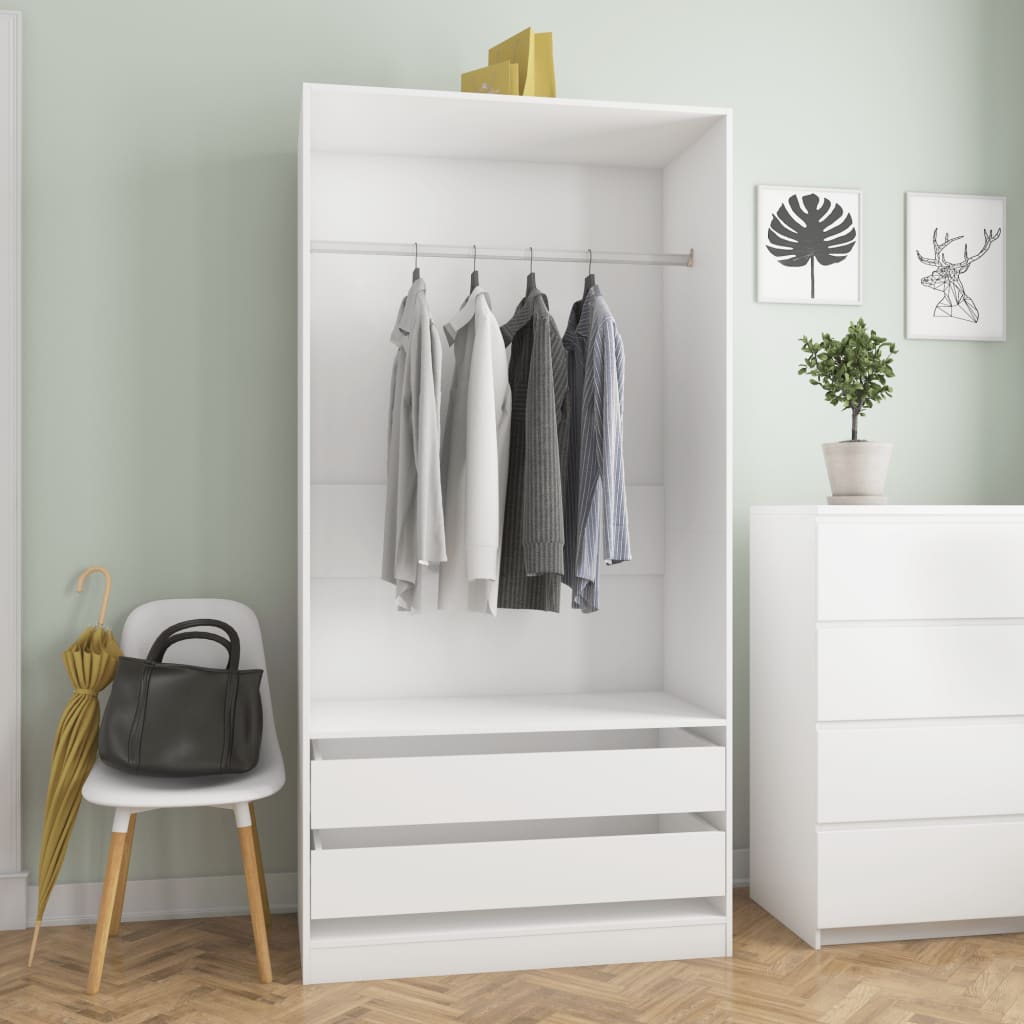 Wardrobe White 100x50x200 cm Chipboard