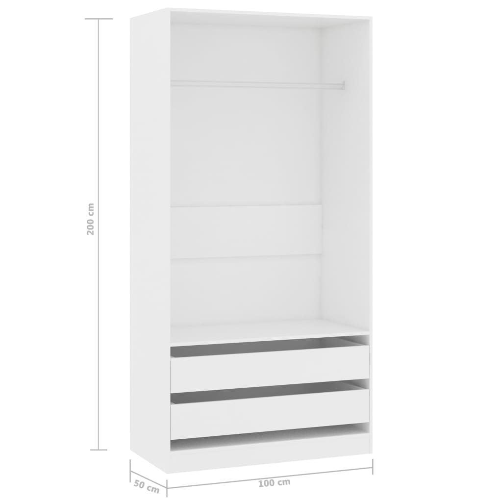 Wardrobe White 100x50x200 cm Chipboard