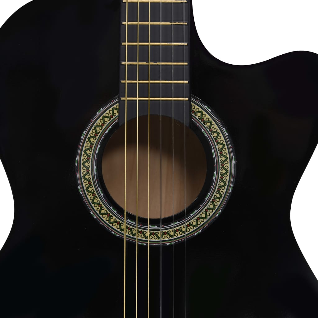 Western Acoustic Cutaway Guitar with Equalizer 6 Strings Black