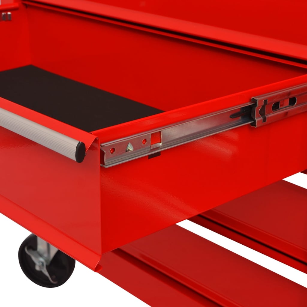 Workshop Tool Trolley with 14 Drawers Size XXL Steel Red