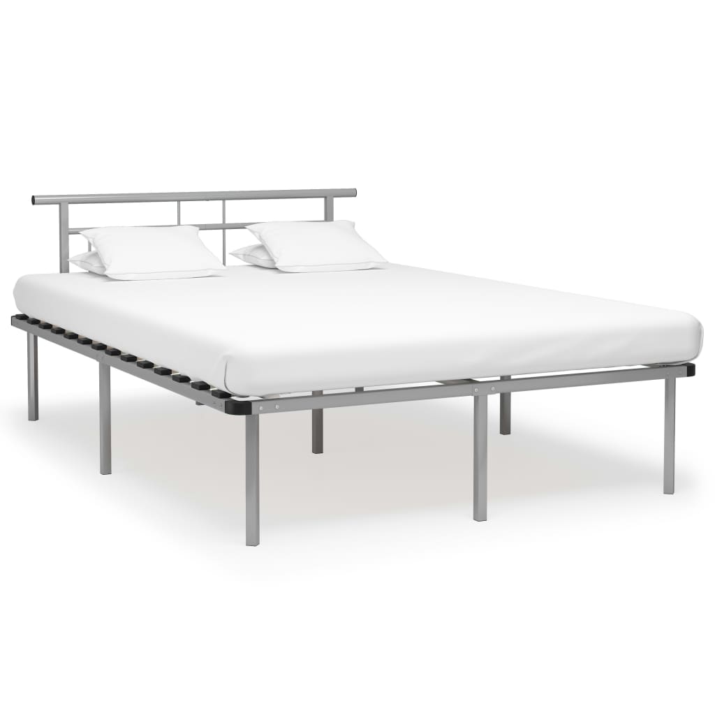 Bed Frame Grey Metal 160x200 cm