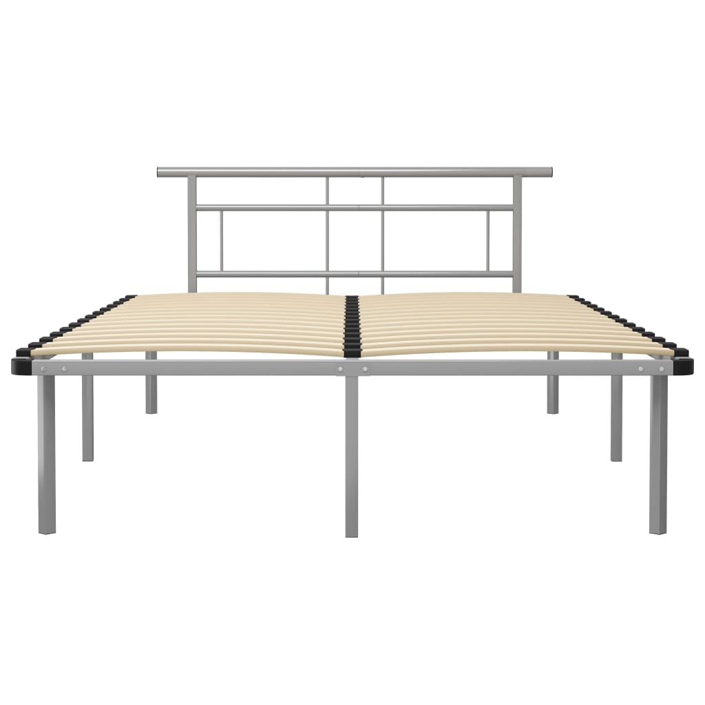Bed Frame Grey Metal 160x200 cm