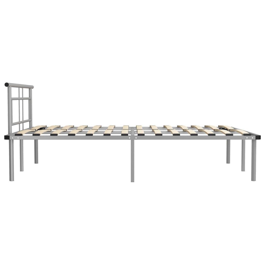 Bed Frame Grey Metal 160x200 cm
