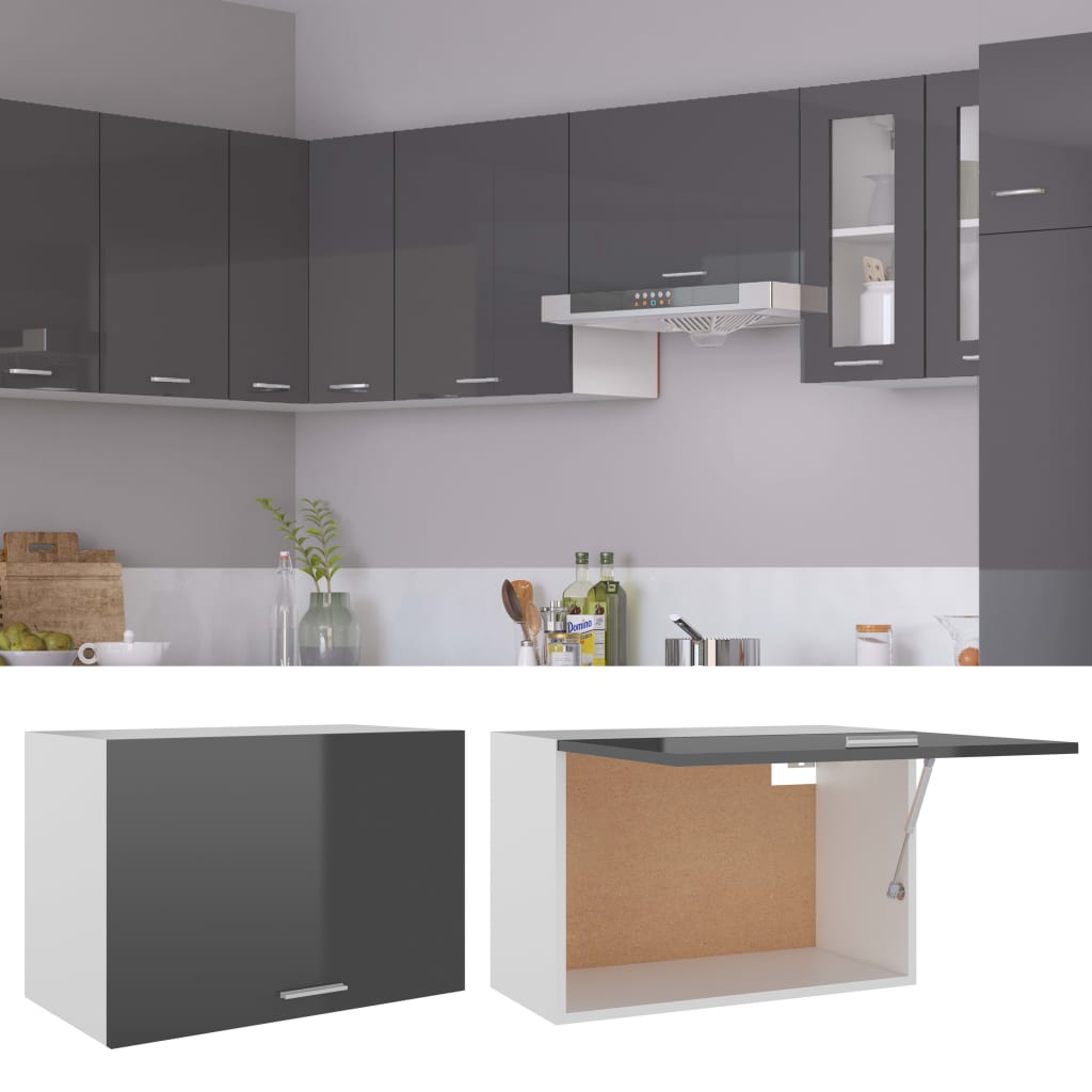 Kitchen Cabinet High Gloss Grey 60x31x40 cm Chipboard