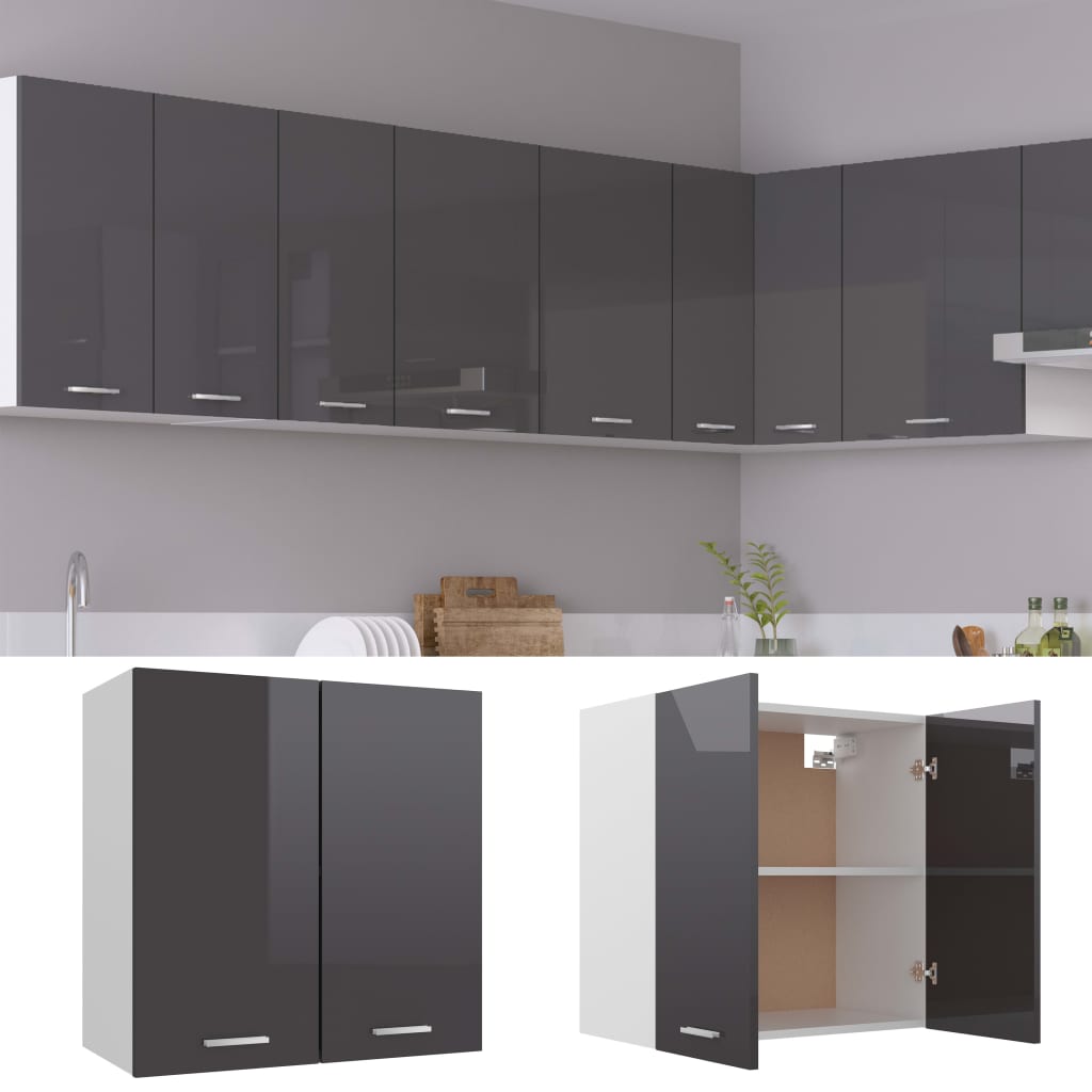 Kitchen Cabinet High Gloss Grey 60x31x60 cm Chipboard