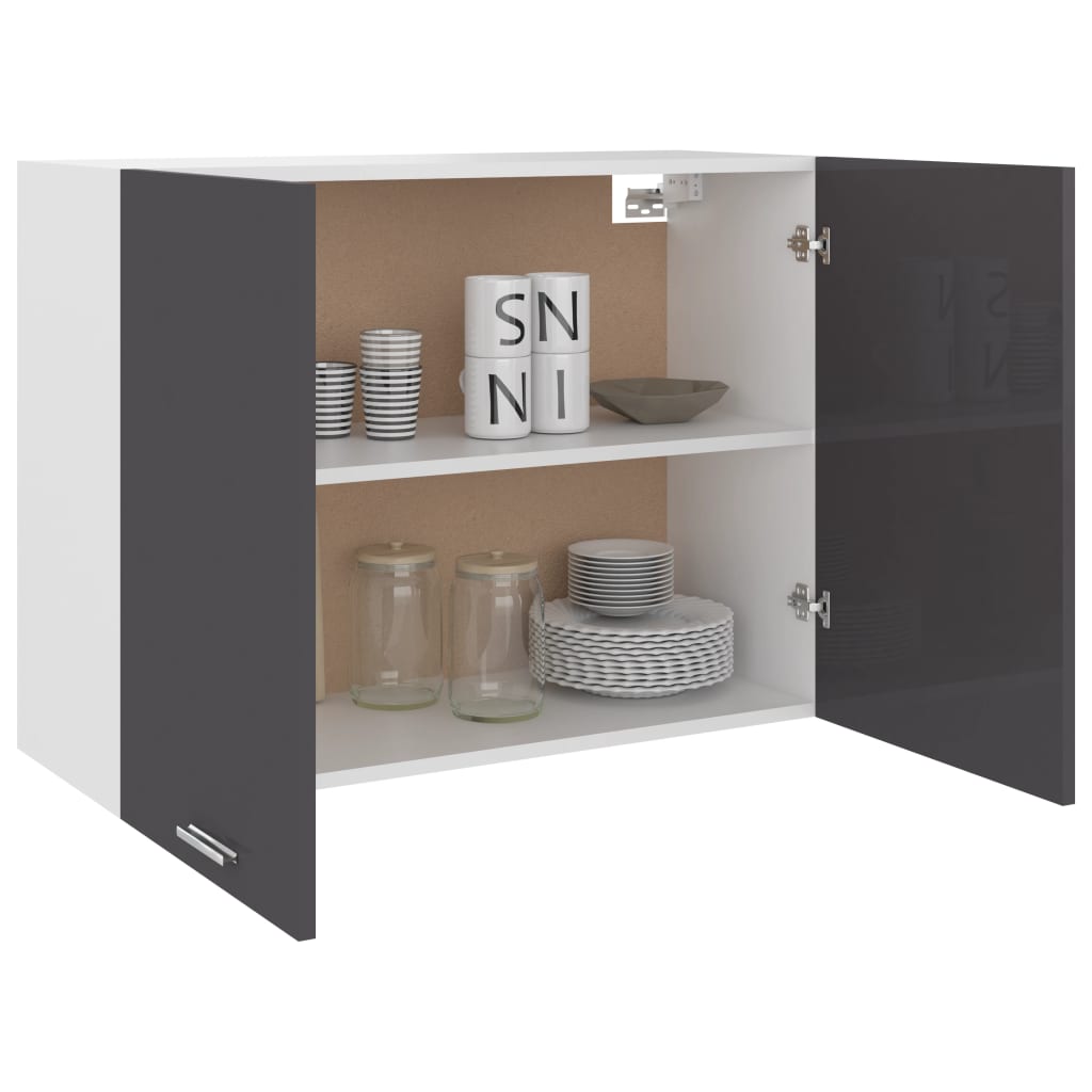 Kitchen Cabinet High Gloss Grey 80x31x60 cm Chipboard