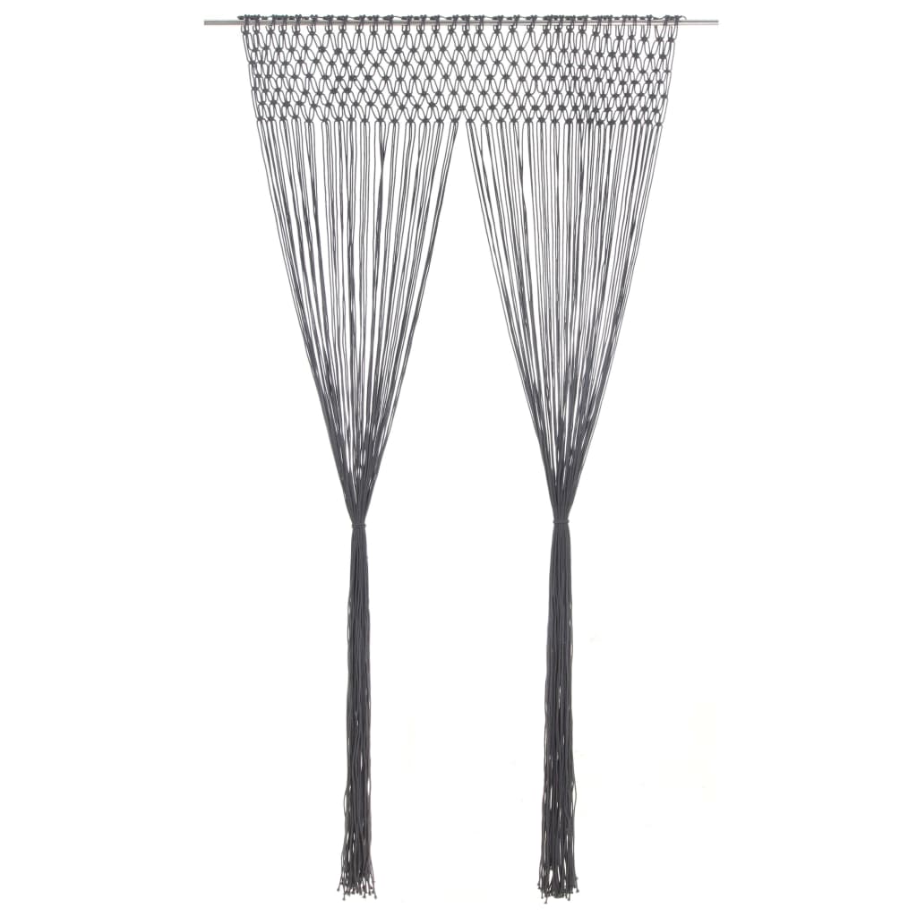Macrame Curtain Anthracite 140x240 cm Cotton