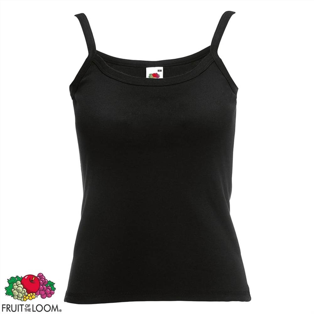 5 Fruit of the Loom Ladies Spaghetti Strap Top Cotton Black XS