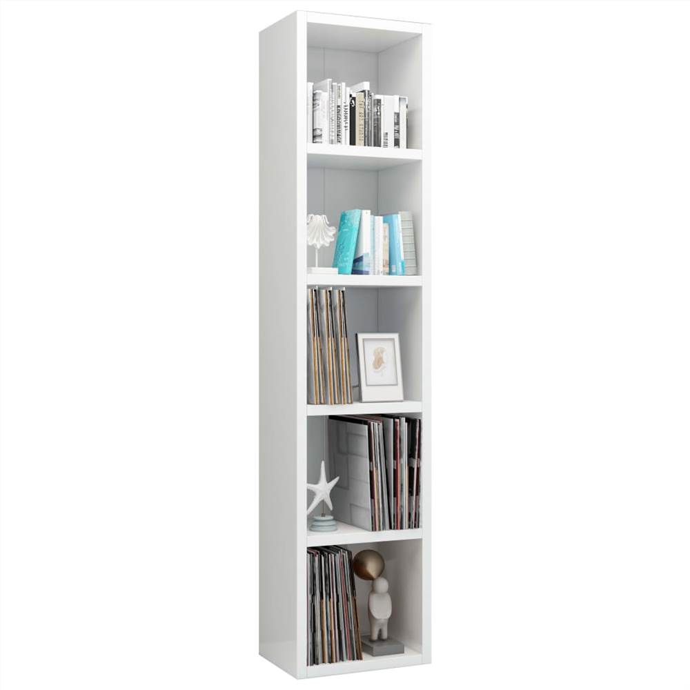 CD Cabinet High Gloss White 21x16x93.5 cm Chipboard