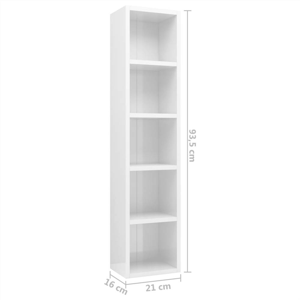 CD Cabinet High Gloss White 21x16x93.5 cm Chipboard