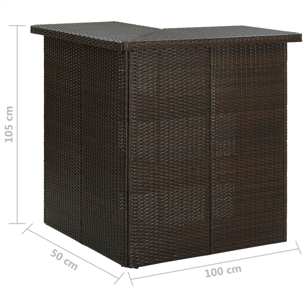 Corner Bar Table Brown 100x50x105 cm Poly Rattan