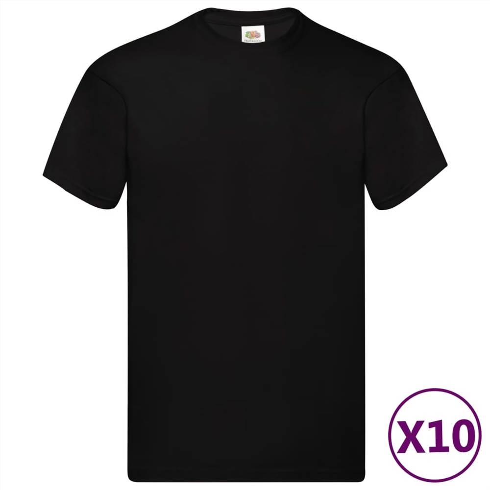 Fruit of the Loom Original T-shirts 10 pcs Black L Cotton