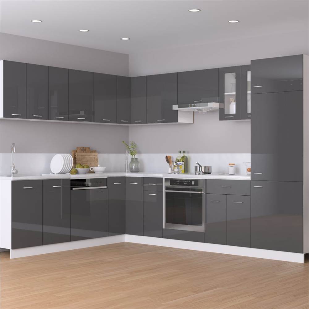 Kitchen Cabinet High Gloss Grey 30x46x81.5 cm Chipboard