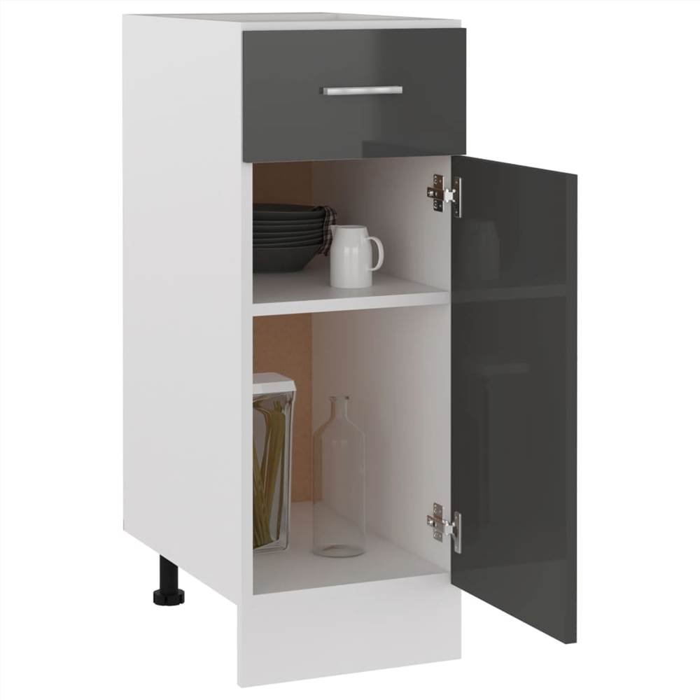 Kitchen Cabinet High Gloss Grey 30x46x81.5 cm Chipboard