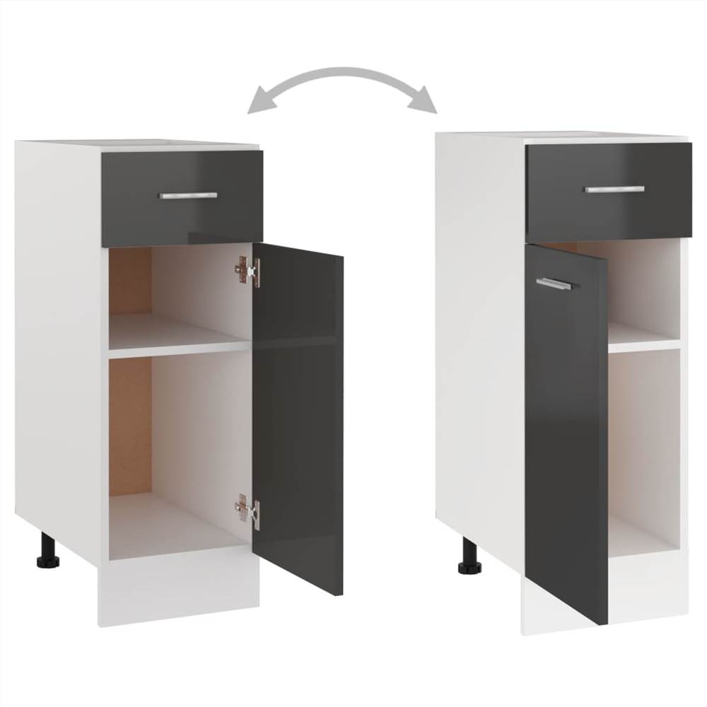 Kitchen Cabinet High Gloss Grey 30x46x81.5 cm Chipboard