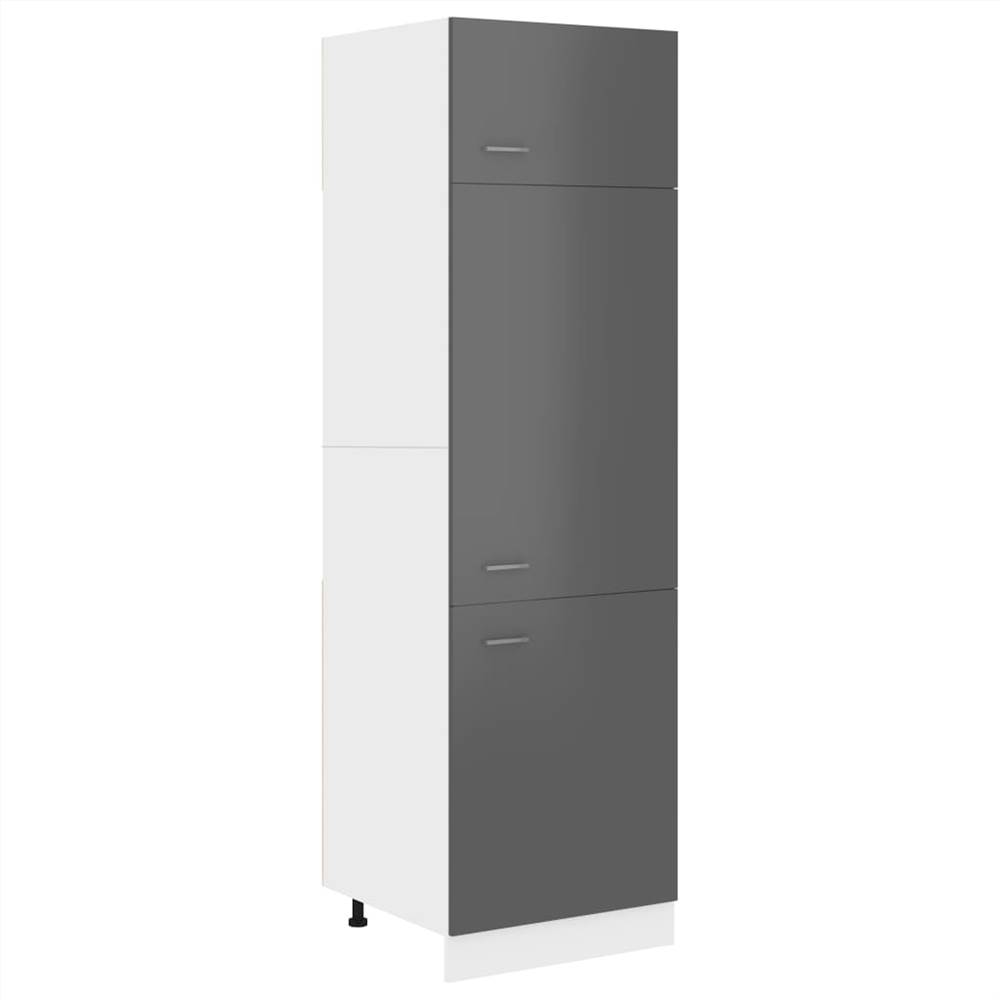 Kitchen Cabinet High Gloss Grey 60x57x207 cm Chipboard