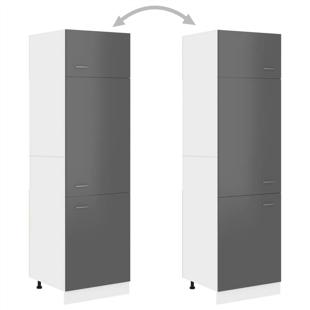 Kitchen Cabinet High Gloss Grey 60x57x207 cm Chipboard