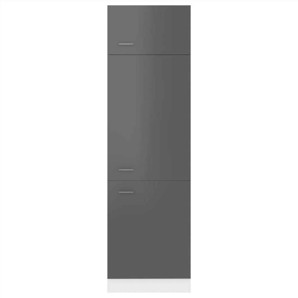 Kitchen Cabinet High Gloss Grey 60x57x207 cm Chipboard