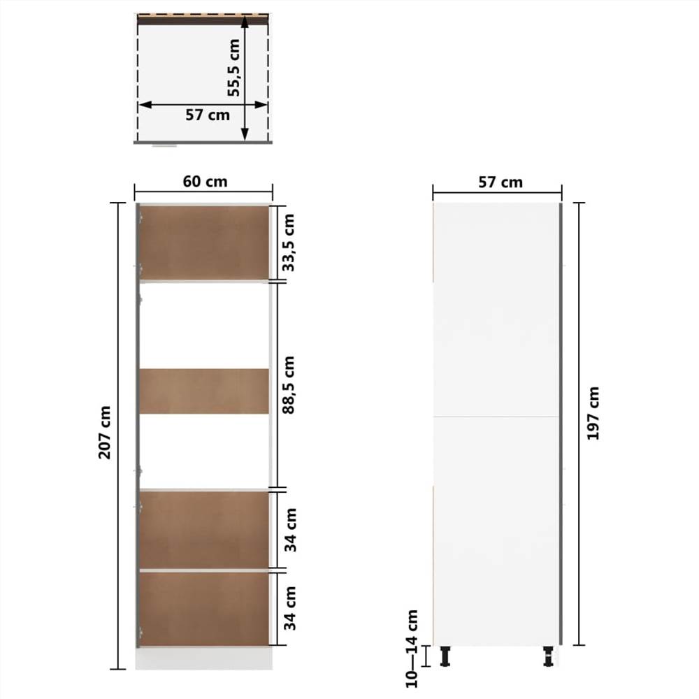 Kitchen Cabinet High Gloss Grey 60x57x207 cm Chipboard