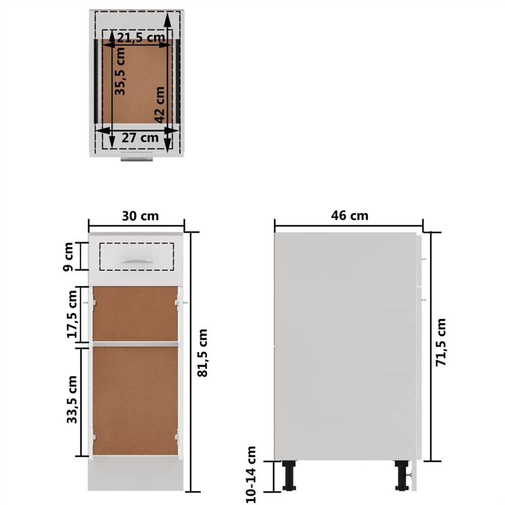 Kitchen Cabinet High Gloss White 30x46x81.5 cm Chipboard
