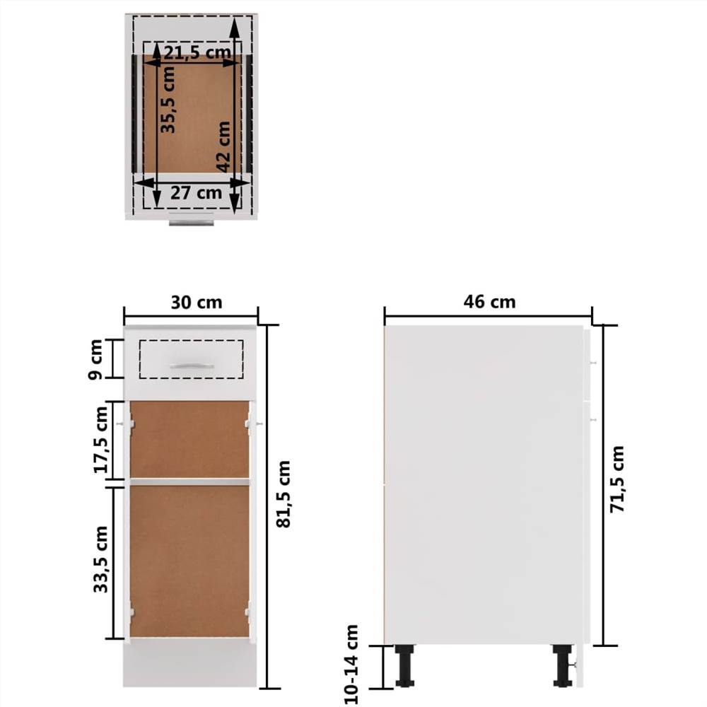 Kitchen Cabinet White 30x46x81.5 cm Chipboard