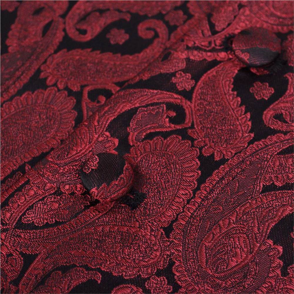 Mens Paisley Wedding Waistcoat Set Size 56 Burgundy