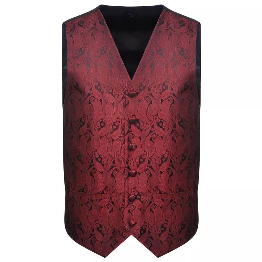 Mens Paisley Wedding Waistcoat Set Size 56 Burgundy