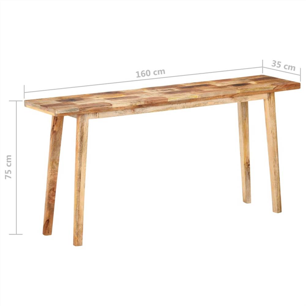 vidaXL Console Table 160x35x75 cm Rough Mango Wood