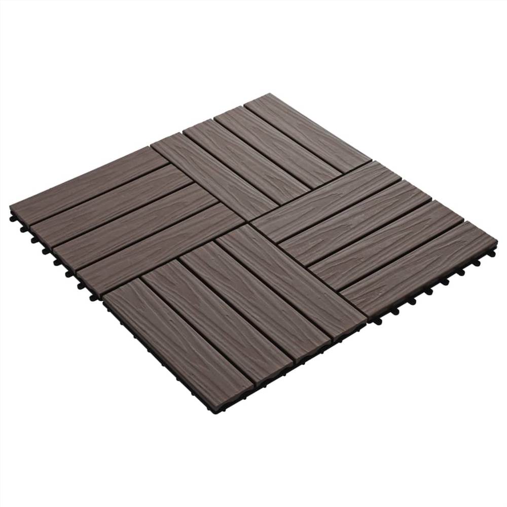 11 pcs Decking Tiles Deep Embossed WPC 30x30cm 1sqm Dark Brown