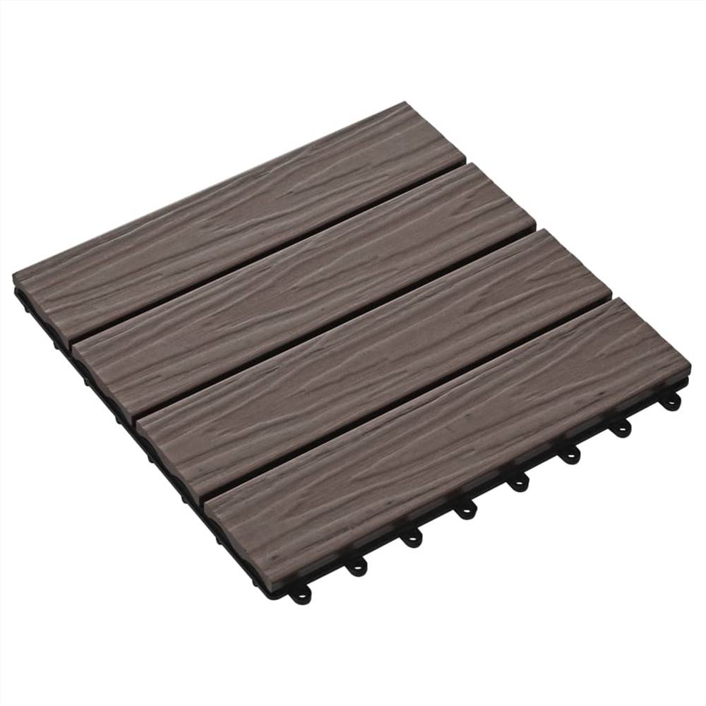11 pcs Decking Tiles Deep Embossed WPC 30x30cm 1sqm Dark Brown