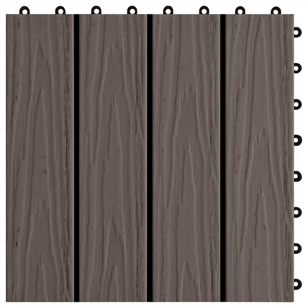 11 pcs Decking Tiles Deep Embossed WPC 30x30cm 1sqm Dark Brown