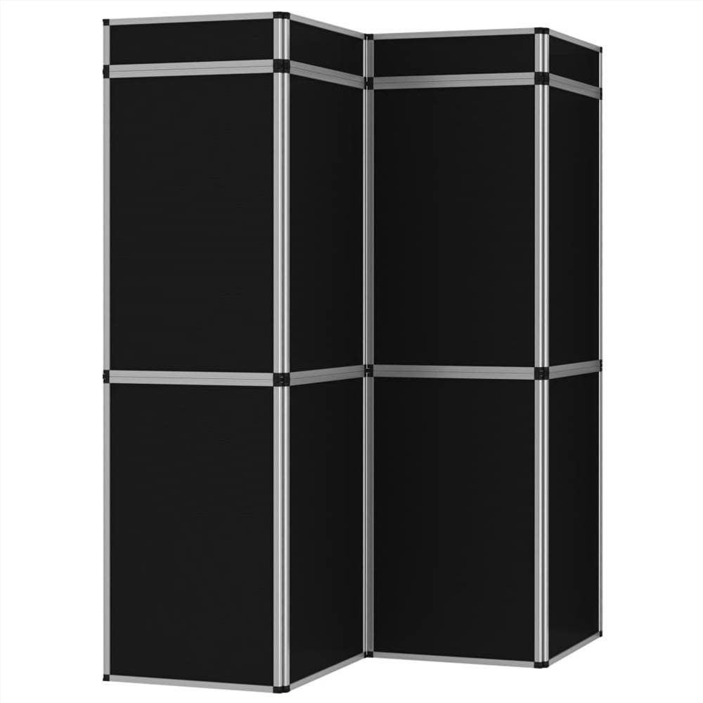 12-Panel Folding Exhibition Display Wall 242x200 cm Black