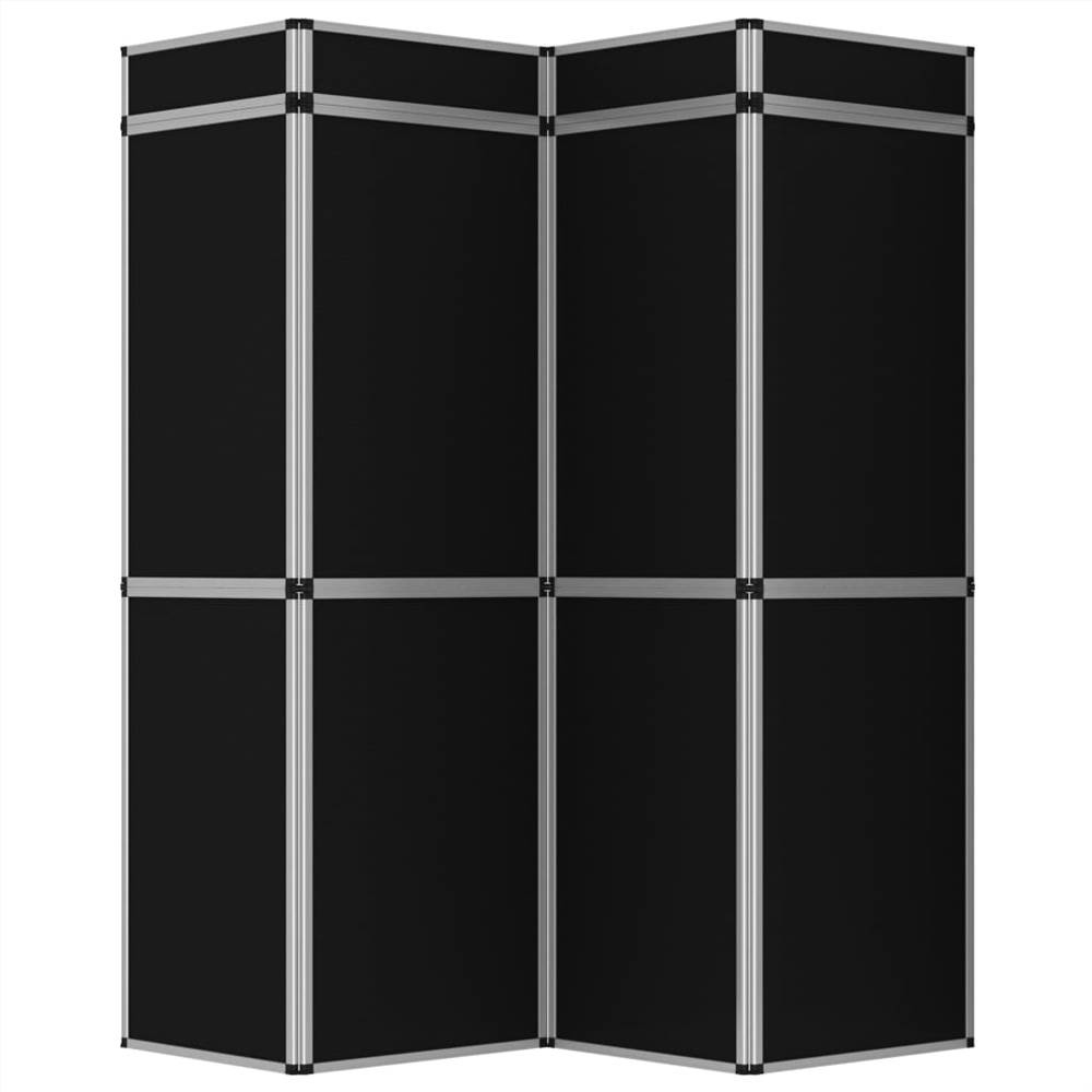 12-Panel Folding Exhibition Display Wall 242x200 cm Black