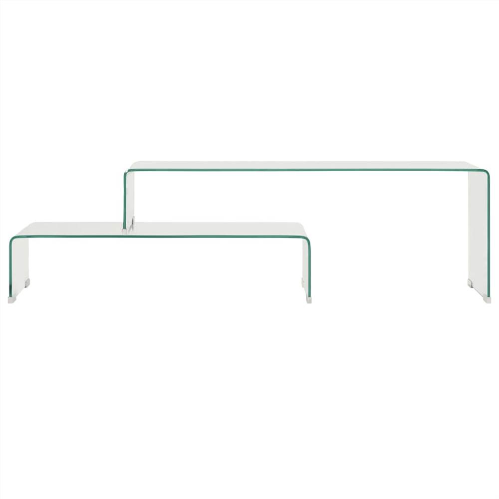 2 Piece Coffee Table Set 90x30x20/110x30x40 cm Tempered Glass