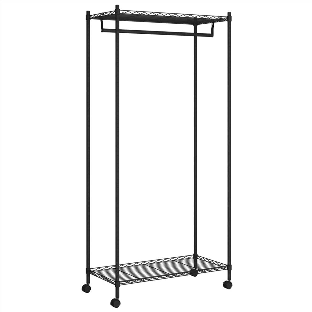 2-Tier Clothes Rack with Wheels 90x45x186 cm Black 100 kg